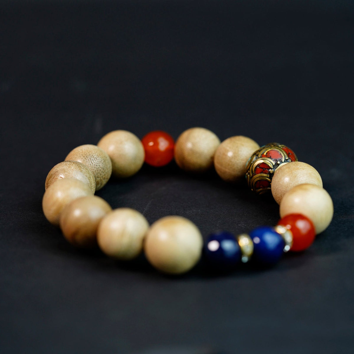 Oud Bracelet - Red & Blue Stone