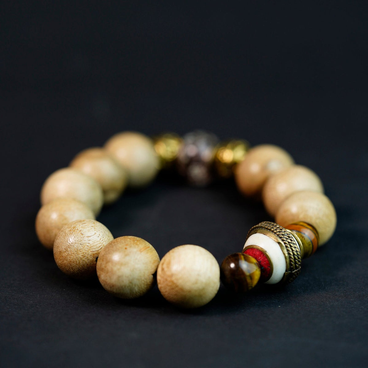 Oud Bracelet - White & Brown Stone